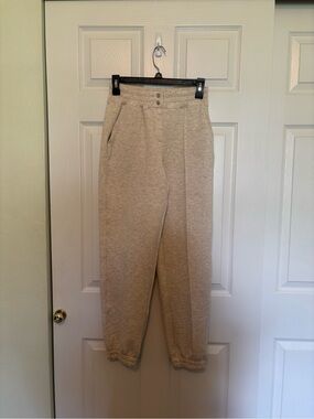 Spanx Air Essentials Joggers Size XS Front Button Oatmeal Heather Soft Lounge